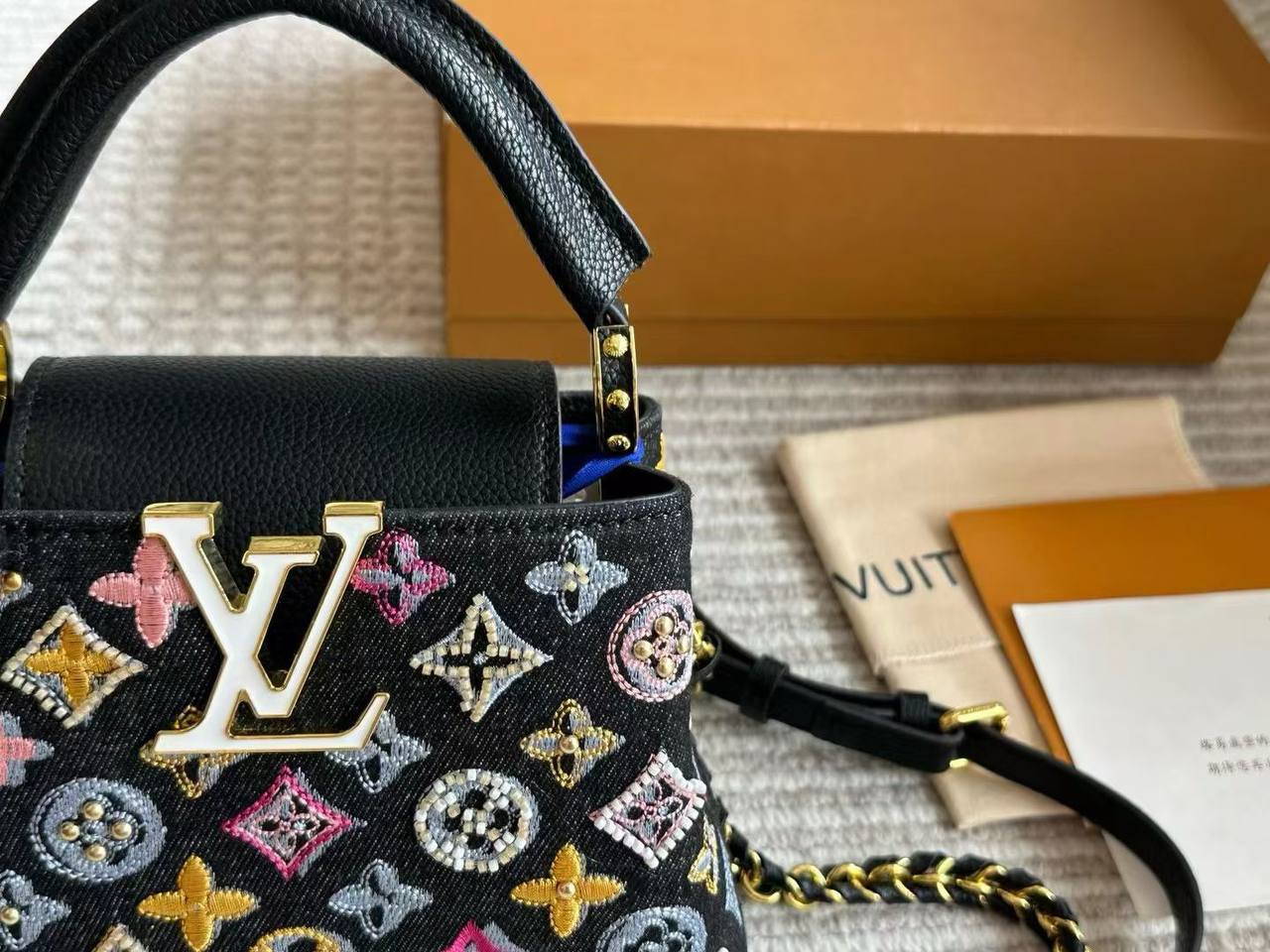 LV Capucines Mini Monograme Perles Noir