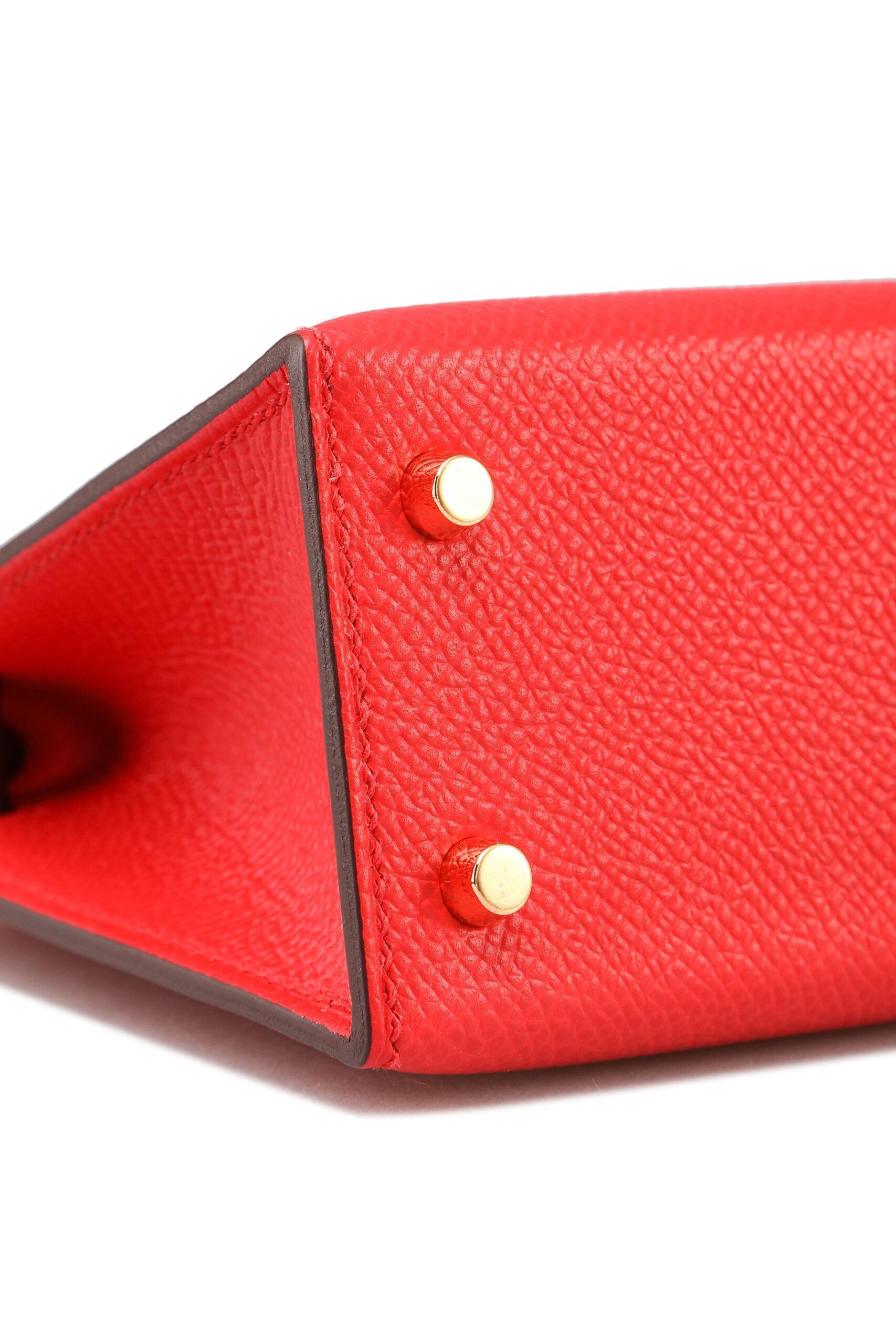 Hermès Mini Kelly 20 II Rouge De Coeur Veau Epsom