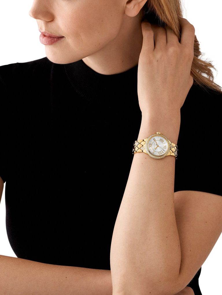 MK pour femme Mini montre Camille dorée avec pierres pavées, MK4801