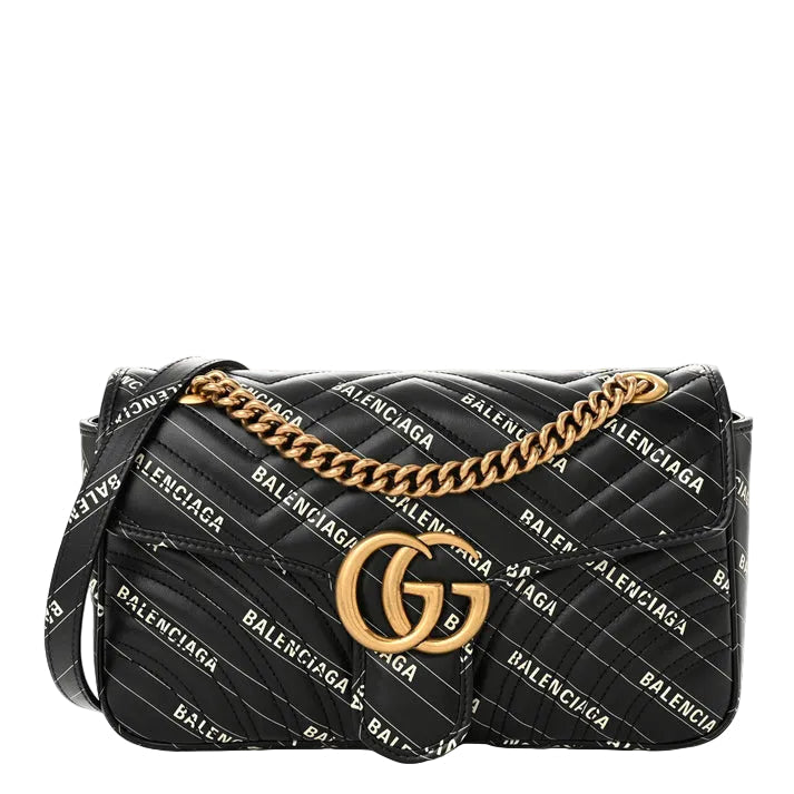 Gucci X BALENCIAGA Sac bandoulière GG Marmont petit modèle en cuir de veau