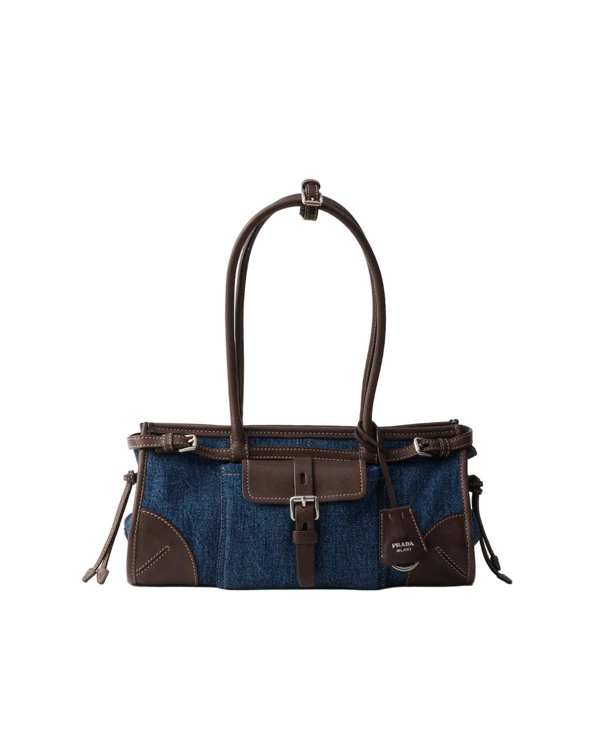 Sac à main Bonnie en denim et cuir de taille moyenne