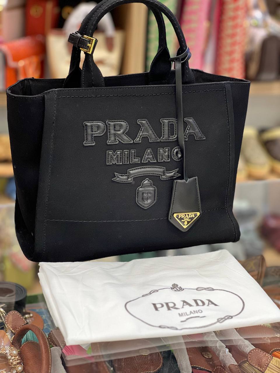 Pr@da Petit sac à main en toile de coton