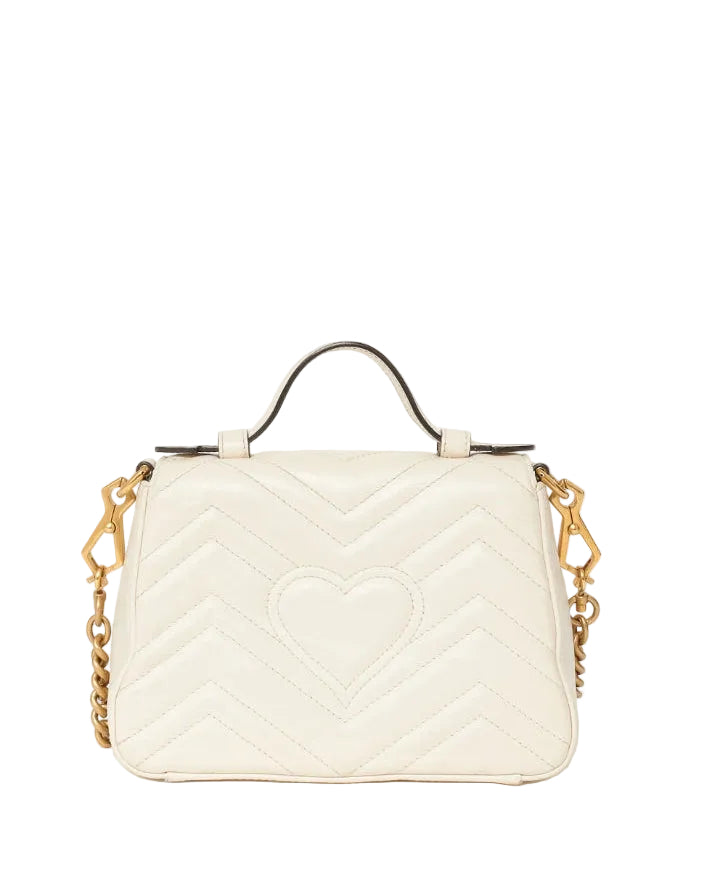 GG Sac à main GG Marmont  blanc à chevrons avec poignée supérieure