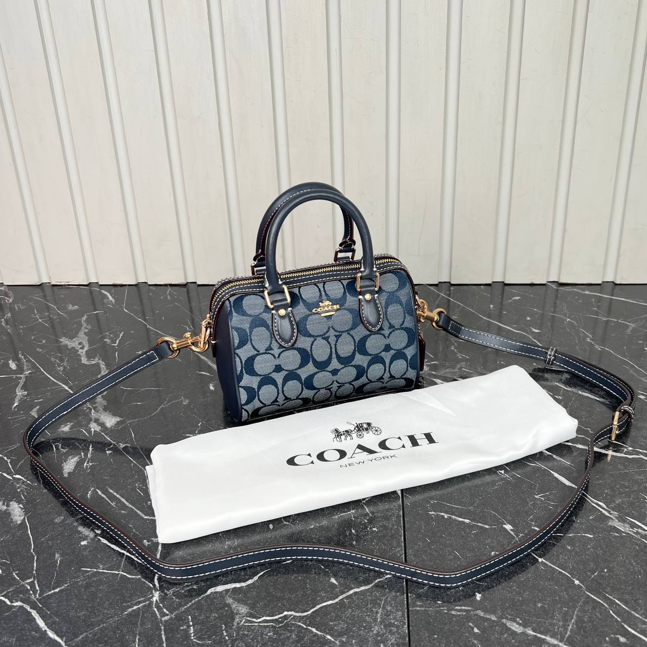 Co@ch Mini Rowan Crossbody In Signature Chambray