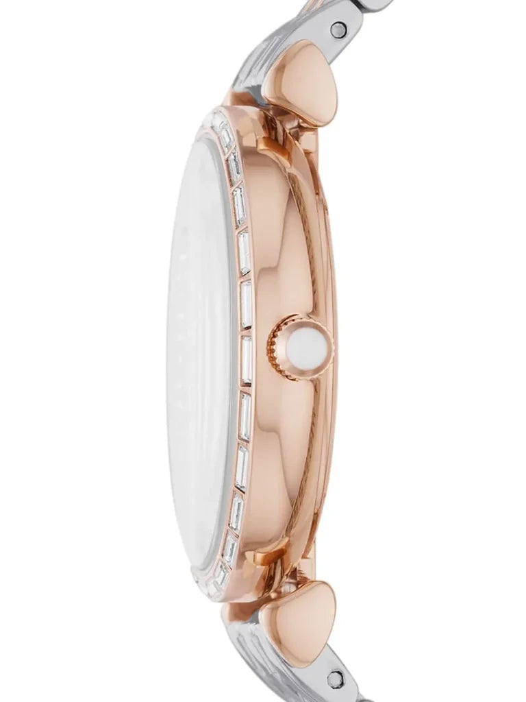 Montre pour femme Emporio Armani Gianni, analogique, en acier inoxydable, cadran argenté, 32 mm