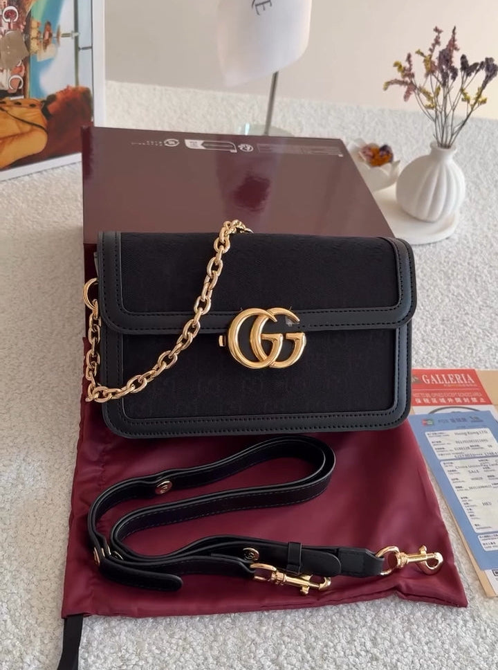 Sacs bandoulière GG pour femme en tissu noir