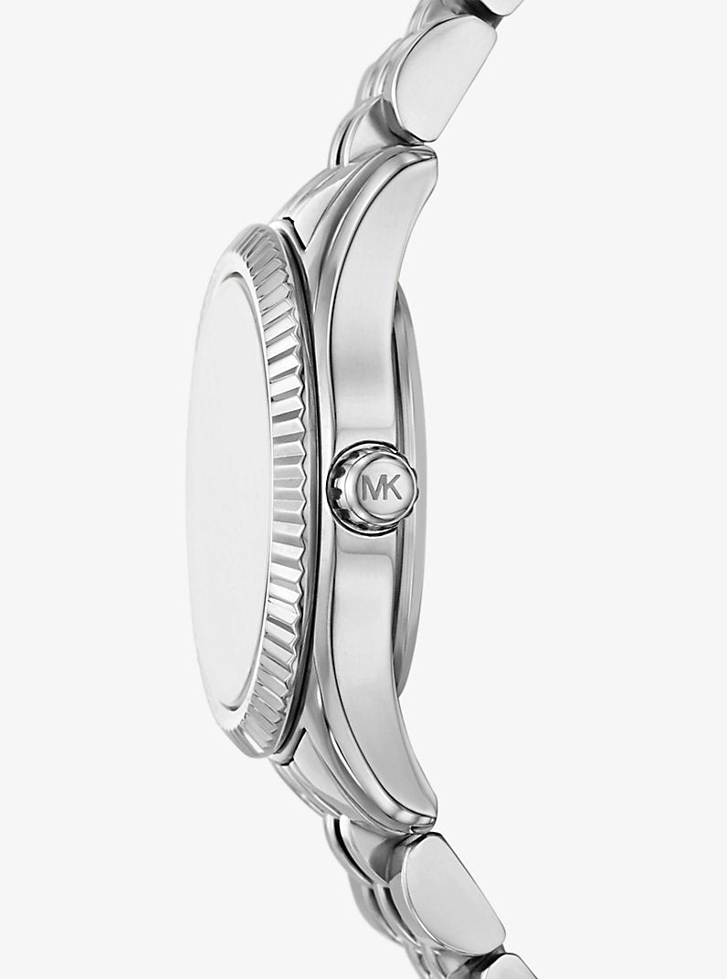 MK Petite montre Lexington argentée à pierres pavées