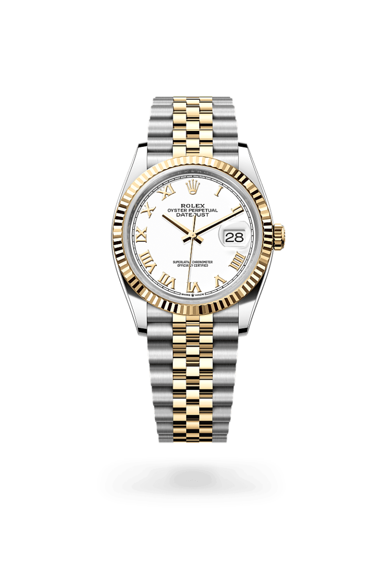 Montre Rolex Datejust 
Oyster, 36 mm, acier Oystersteel et or jaune
