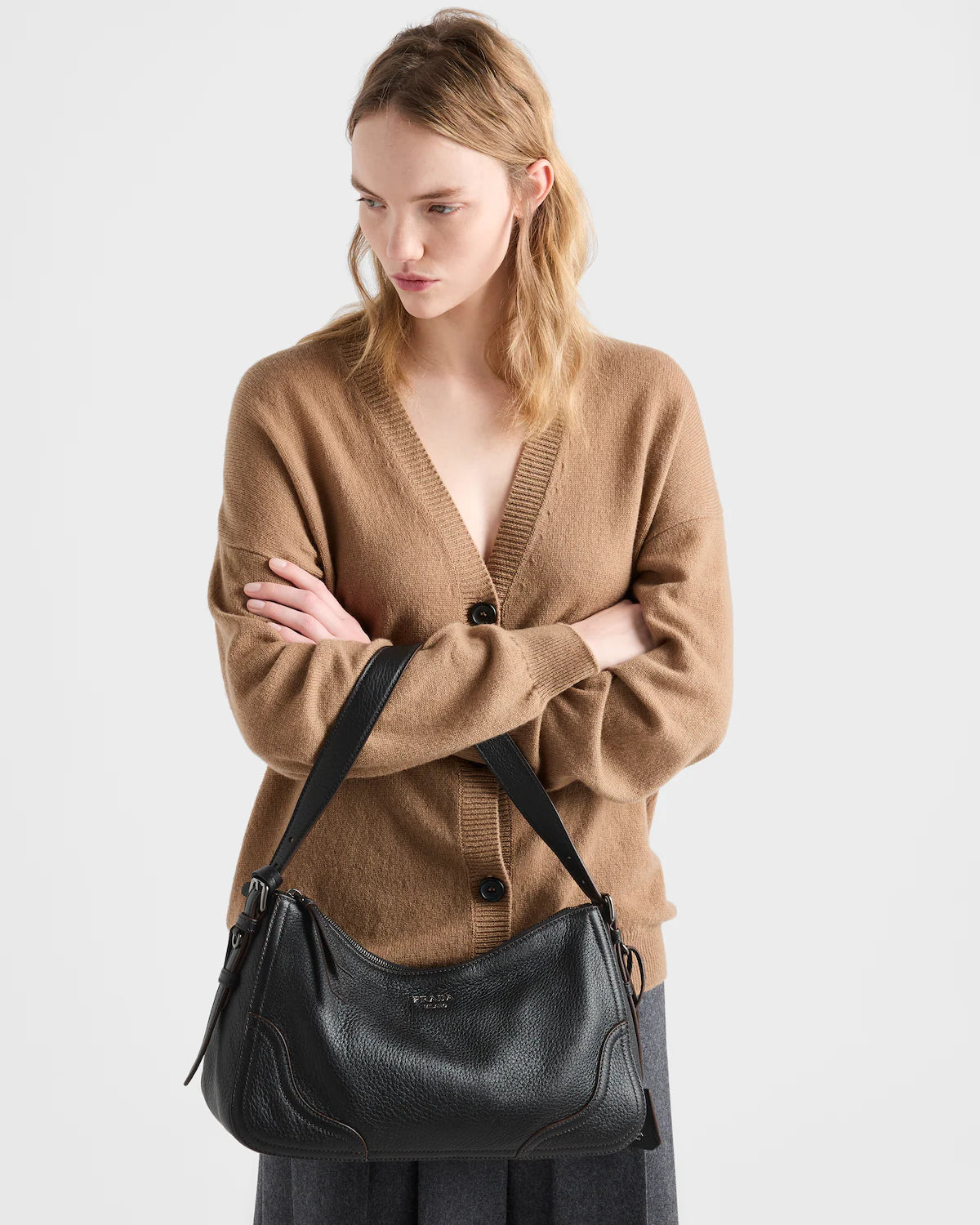 Grand sac porté épaule en cuir Prada Aimée