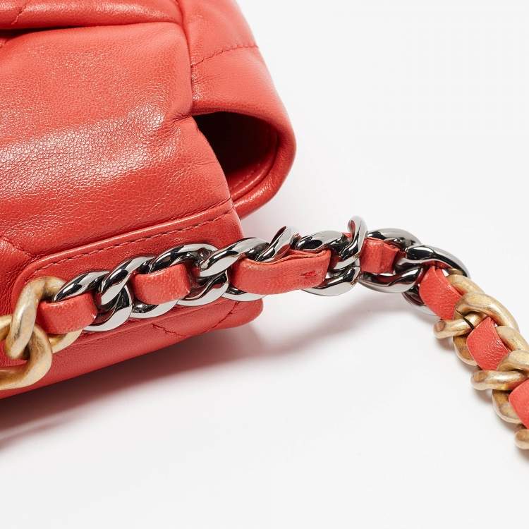 Ch@nel Sac à rabat matelassé orange Chanel 19