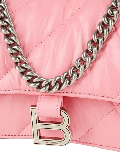 B@lenciaga Sac À Bandoulière Crush En Cuir Rose