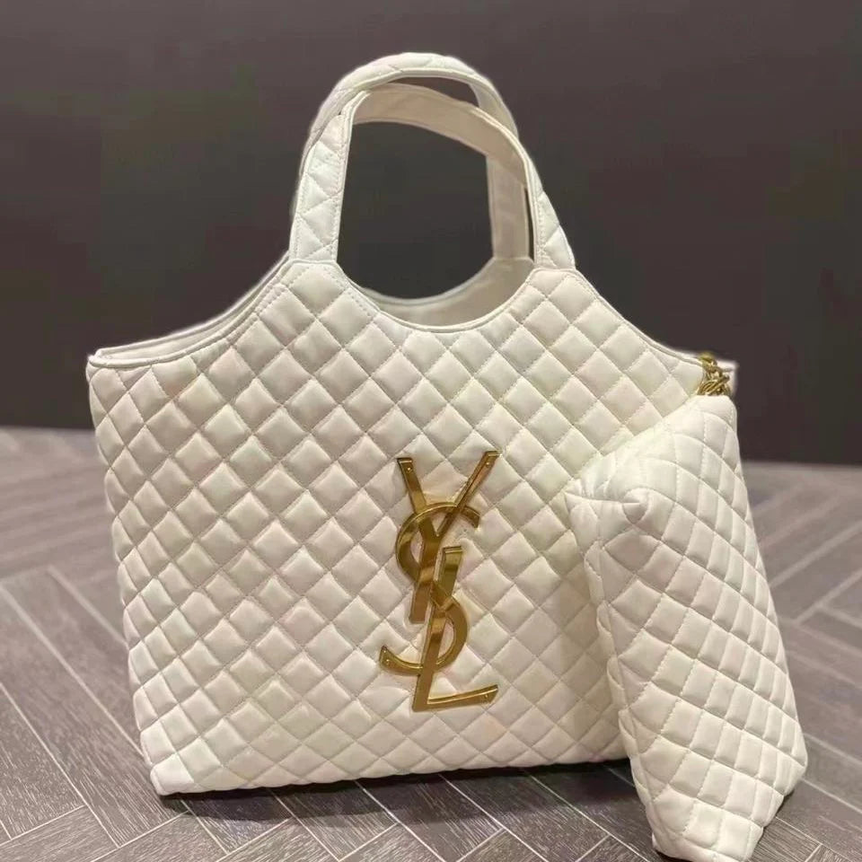 YSL iCare Quilted Tote Bag White