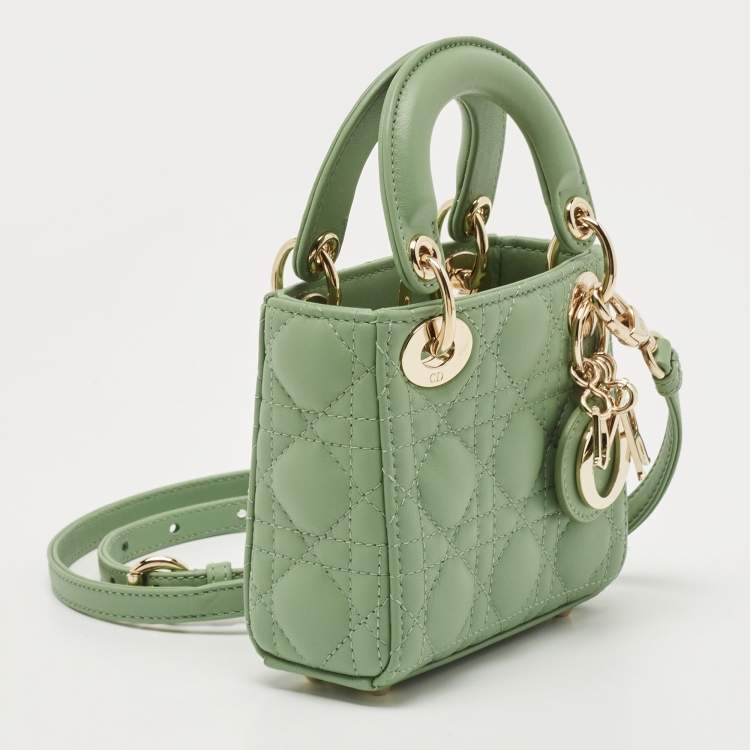 Di*r Green Cannage Micro Lady Dior Bag