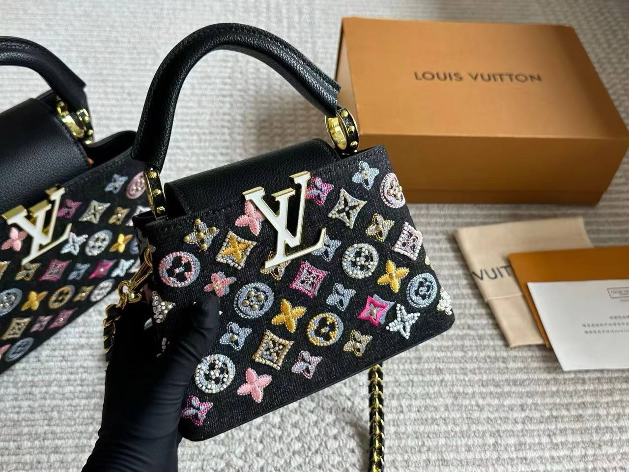 LV Capucines Mini Monograme Perles Noir