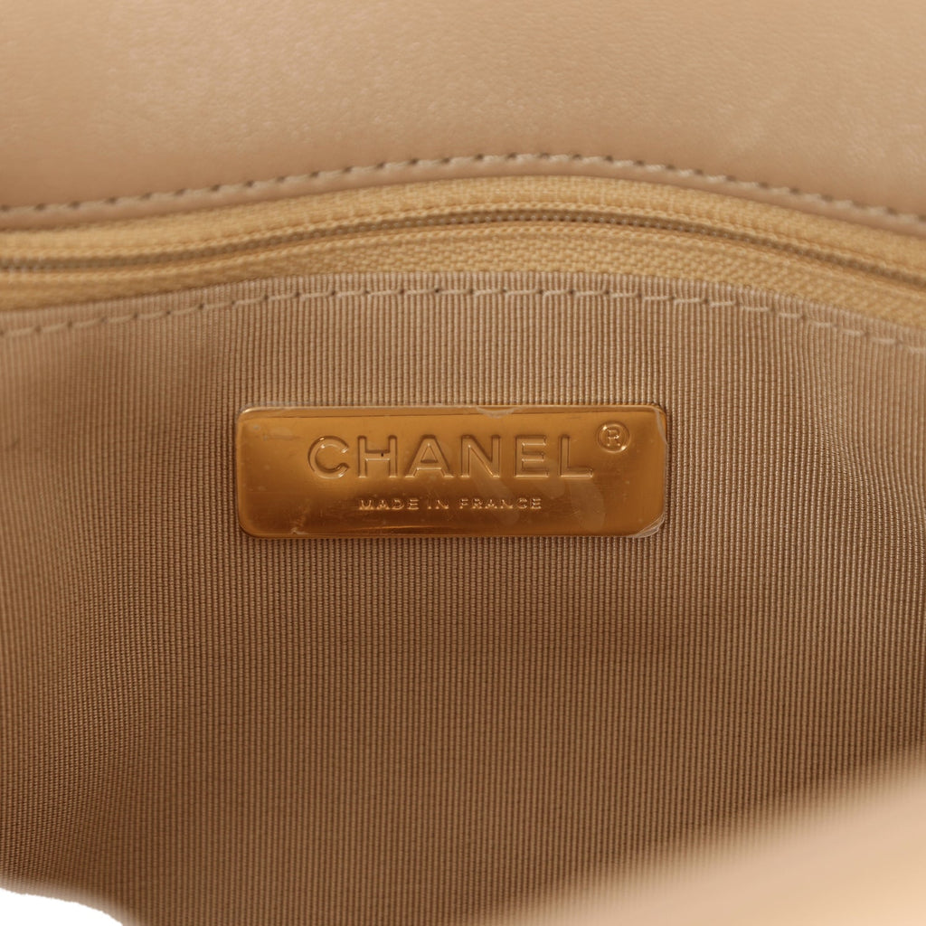 Ch@nel Large 19 Flap Bag Dark Beige Lambskin Mixed Hardware