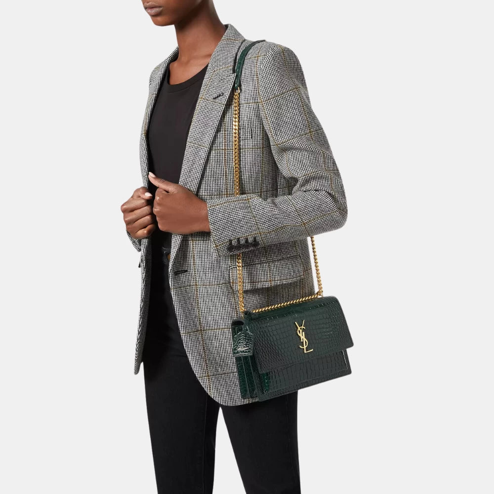 S@int L@urent Sunset Monogram Medium (Menthe foncée)