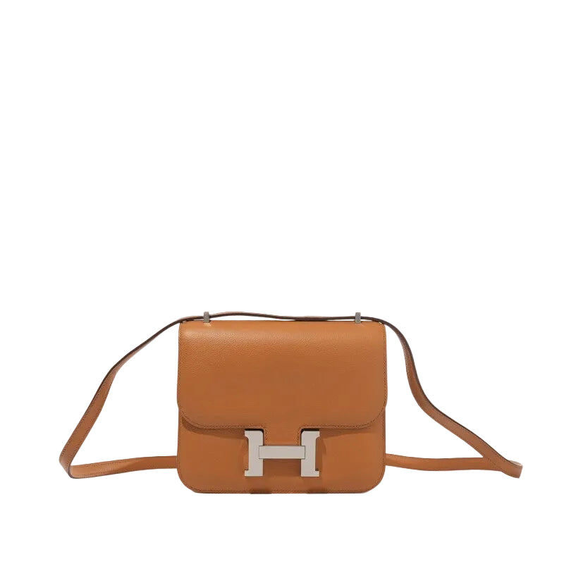 Hermès Mini Constance 18 Evercolor (coloris Caramel), garniture en palladium, 2021