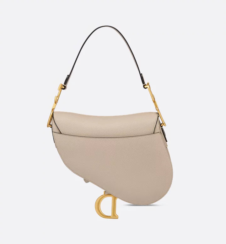 Sac Saddlê à bandoulière de veau grainé beige poudre