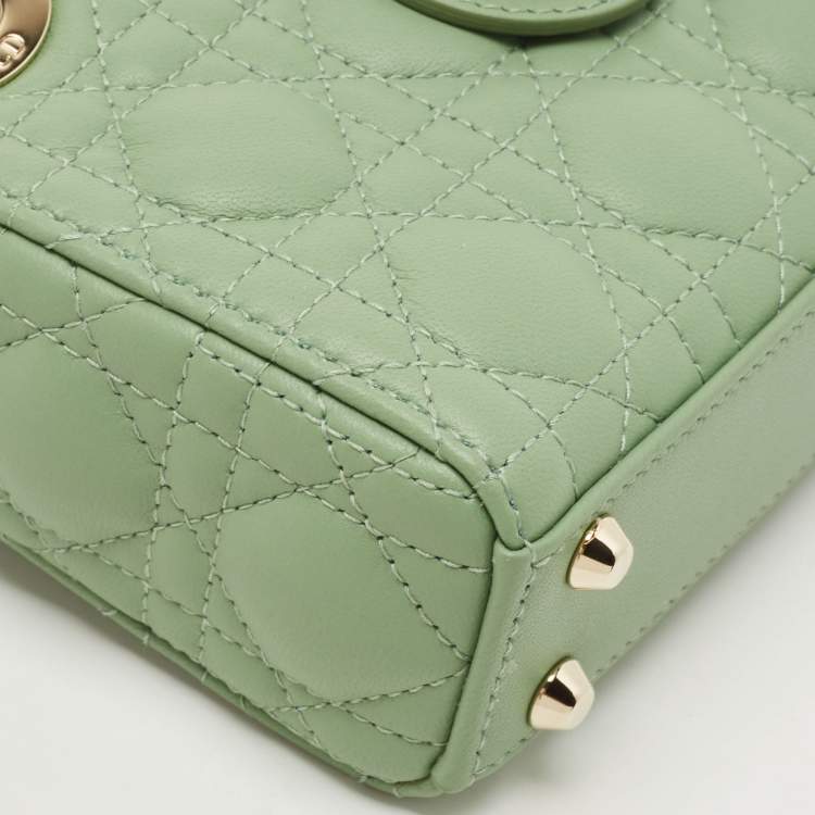 Di*r Green Cannage Micro Lady Dior Bag