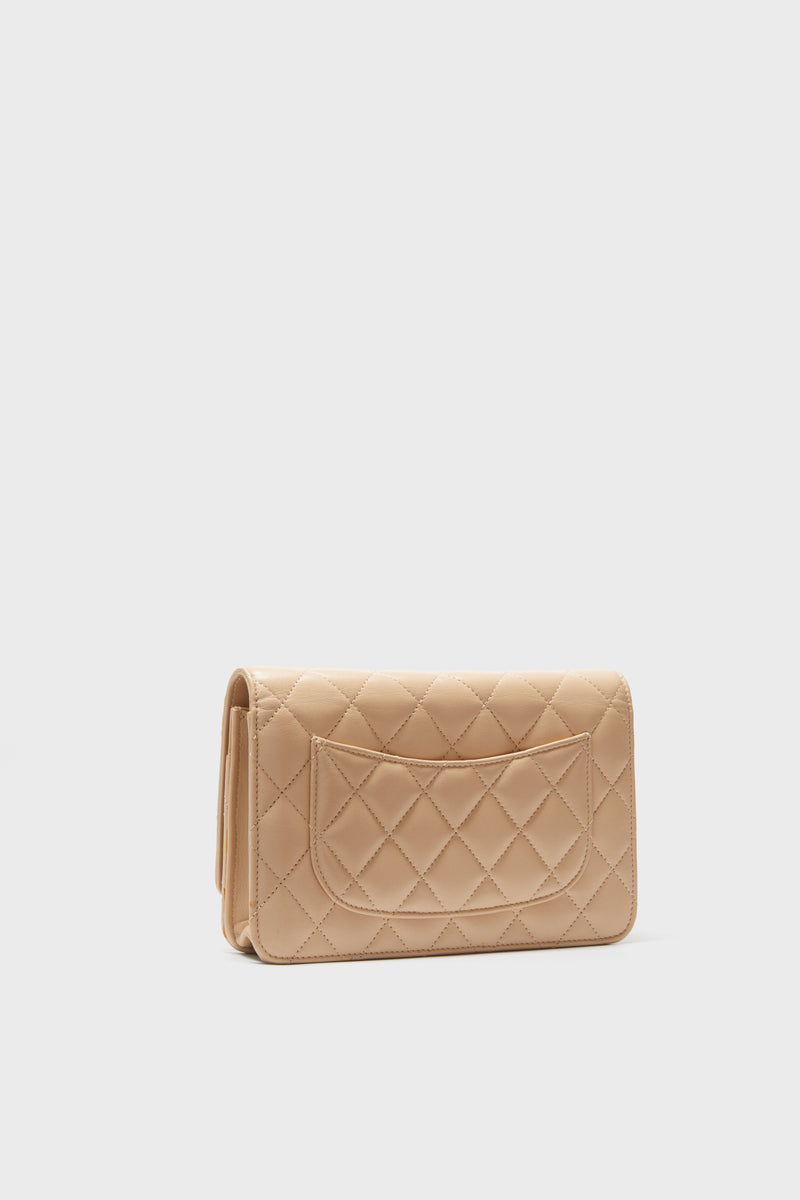 Ch@nel Portefeuille Classic « Wallet on Chain »beige matelassé