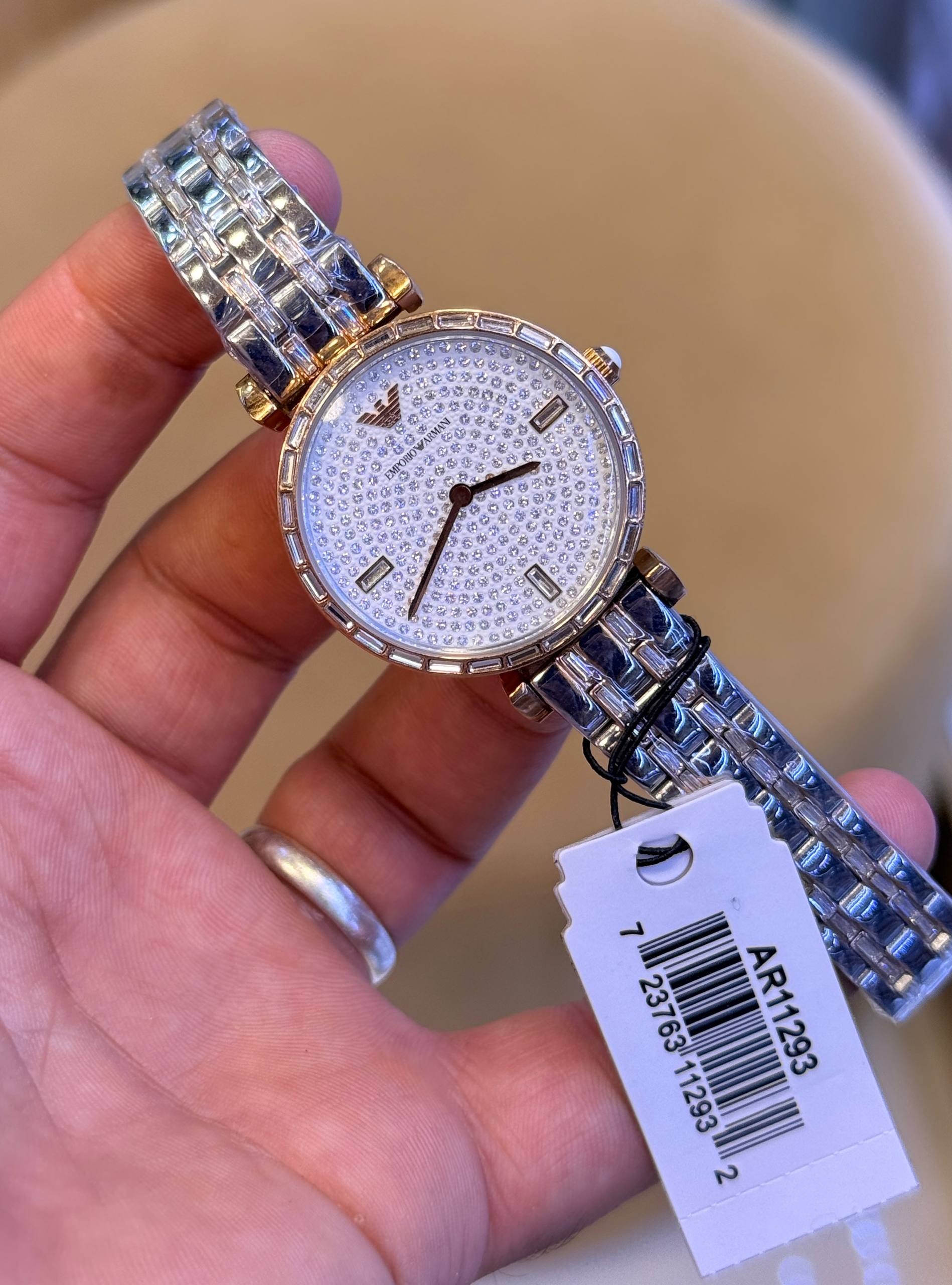 Montre pour femme Emporio Armani Gianni, analogique, en acier inoxydable, cadran argenté, 32 mm