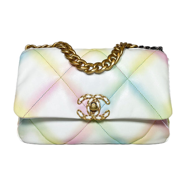 CH@NEL 19 RAINBOW MEDIUM FLAP BAG