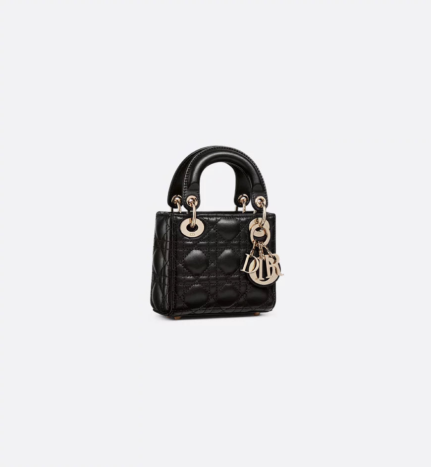 Micro sac Ladÿ Diôr d'agneau Cannage noir