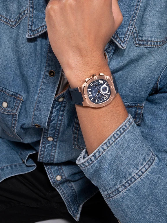Montre Guess GW0571G2 Headline pour Homme Multifonction Bleue et Or Rose