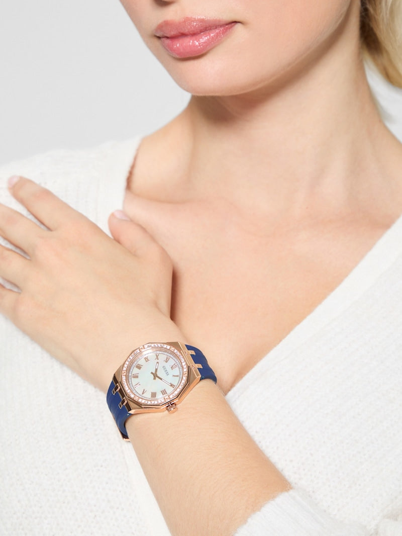 Gûess Montre analogique en rose dorée et marine