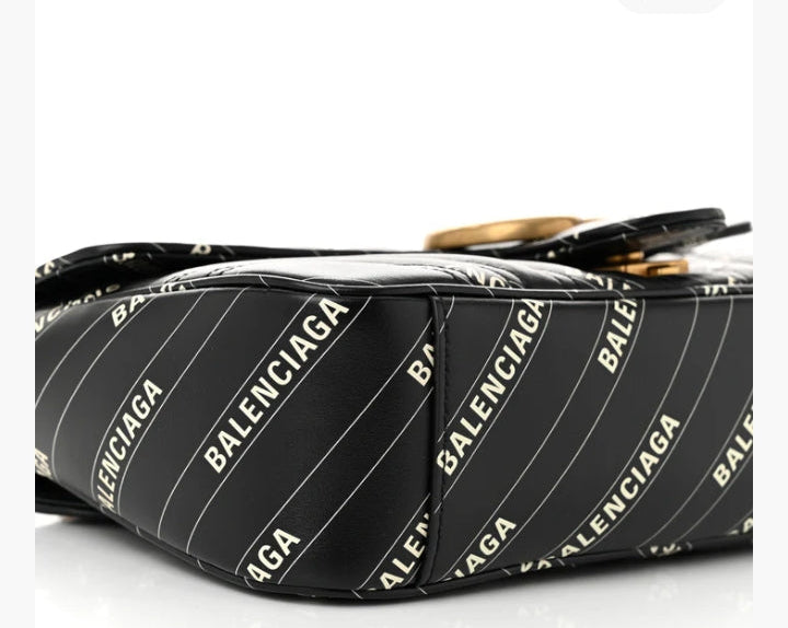 Gucci X BALENCIAGA Sac bandoulière GG Marmont petit modèle en cuir de veau