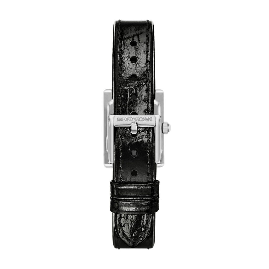 Emporio Armani Montre à deux aiguilles en cuir noir
