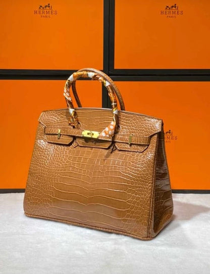 BIRKIN 35 HRMS CROCO MERRON