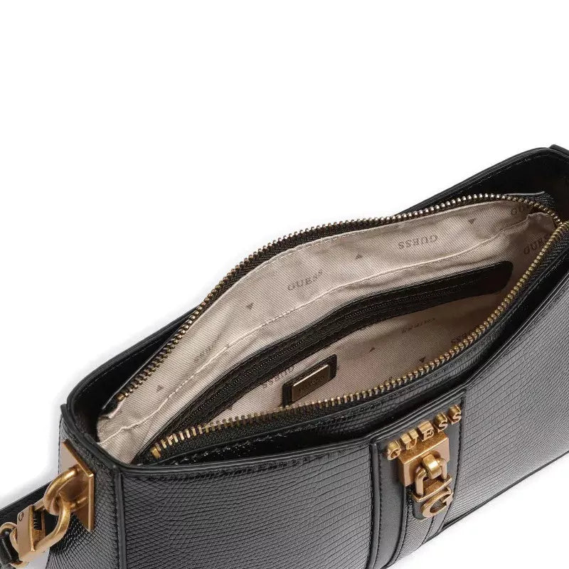 Gûess Ginevra Sac D'Epaule Effet Croco Noir