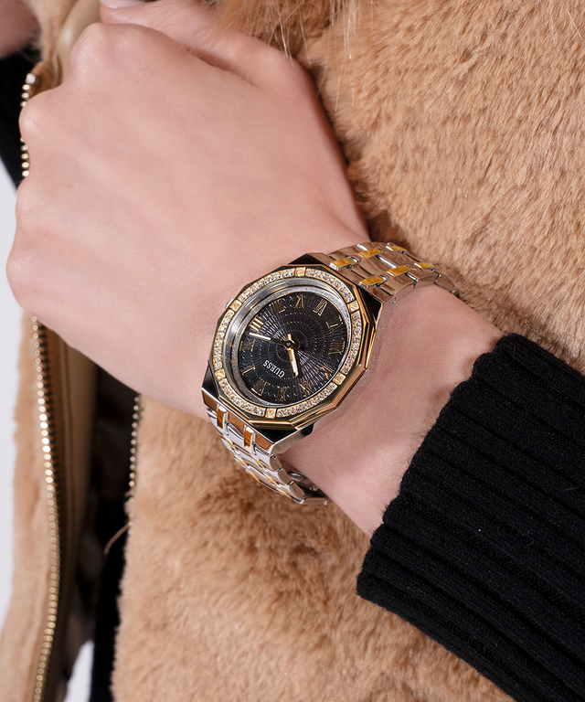 Montre Gûess pour femme GW0770L4, acier doré bicolore avec zircone