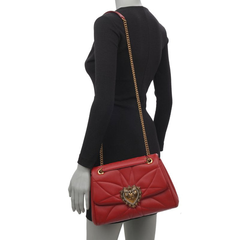 DG Shoulder Bag Medium DEVOTION DG Logo Pearl Heart Red