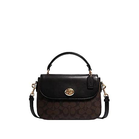 Co@ch Sac à main Marlie à poignée supérieure en toile signature - Marron Noir