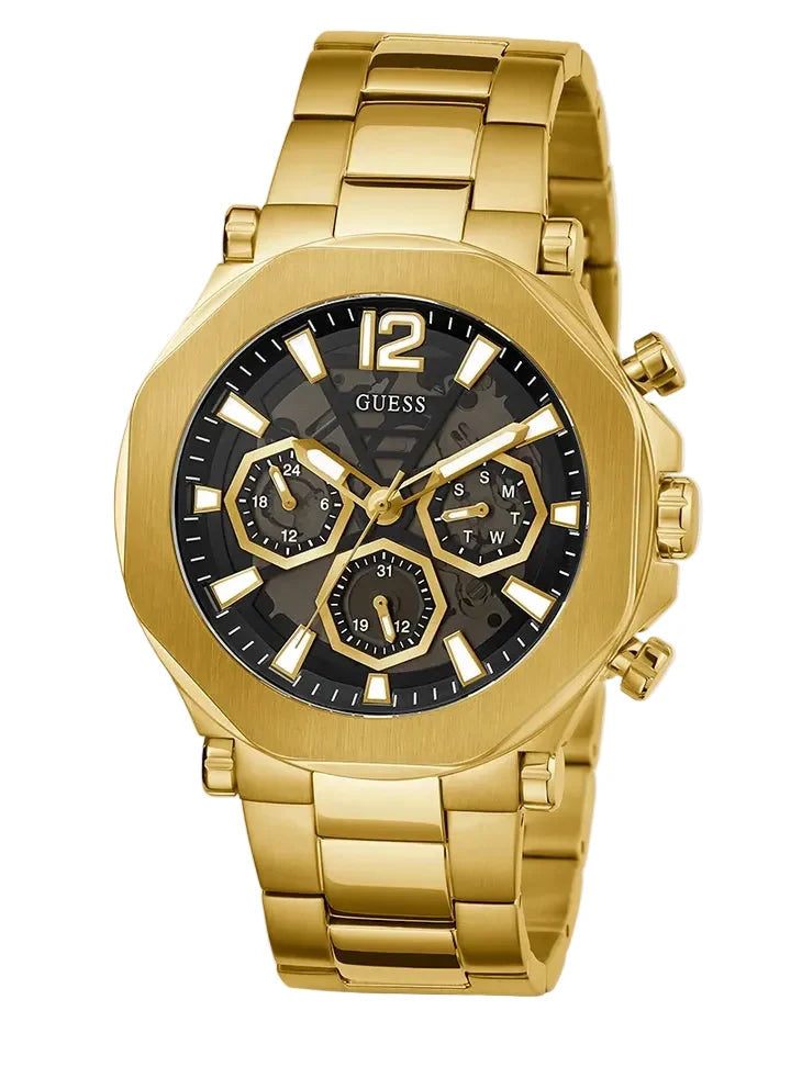 GUESS Mens Gold Tone Multi-function Watch,GW0539G2