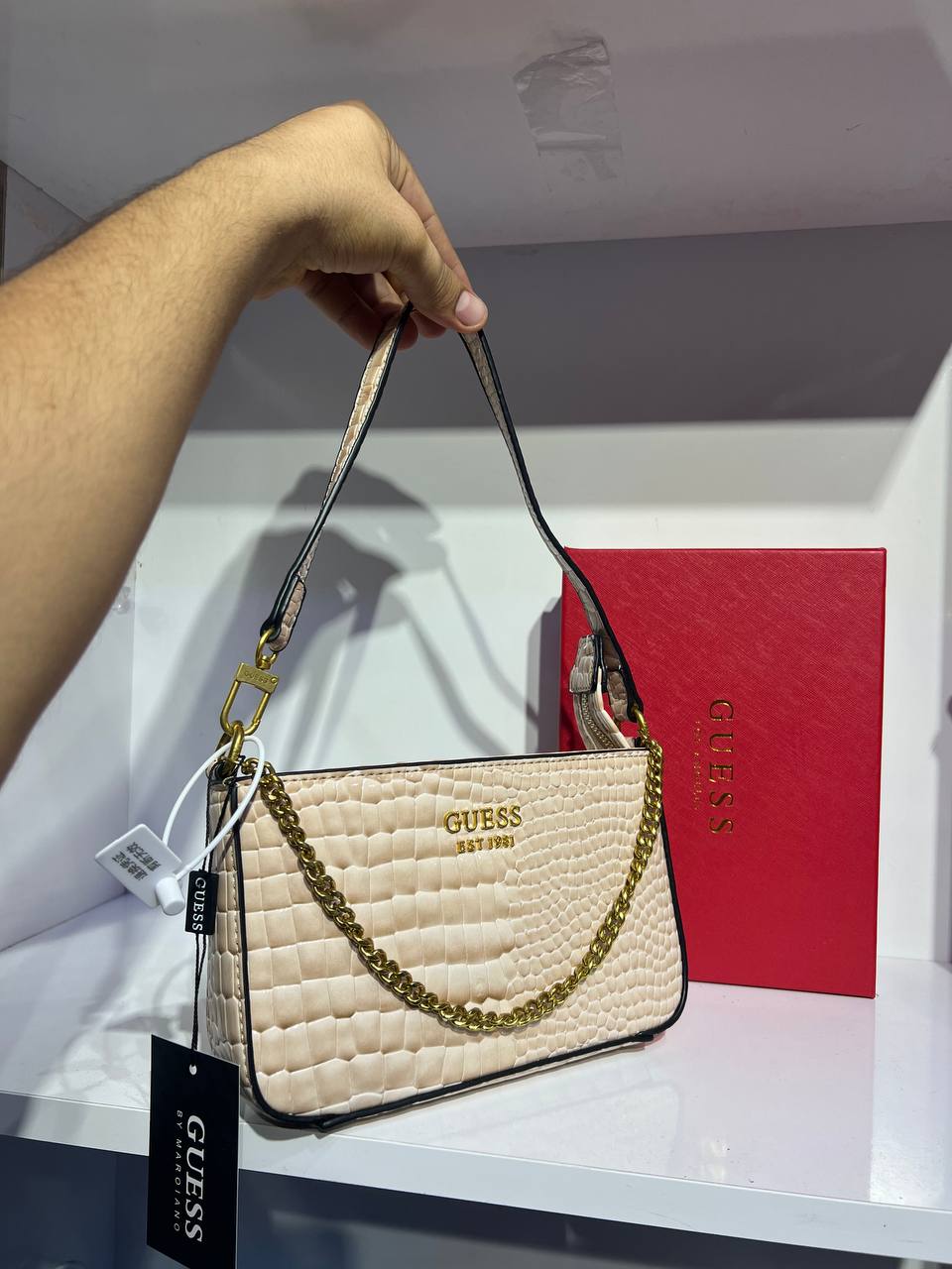 Gûess Katey Croc Mini Top Zip Shoulder
