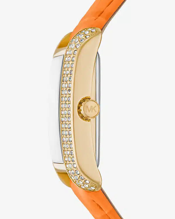Montre Michael Kors Emery en cuir gaufré à pavé de ton or et à motif de crocodile,MK2983