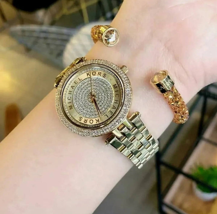 MK Montre Darci miniature dorée à pavé