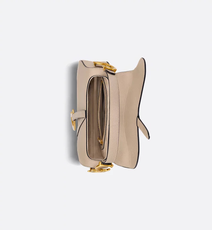 Sac Saddlê à bandoulière de veau grainé beige poudre