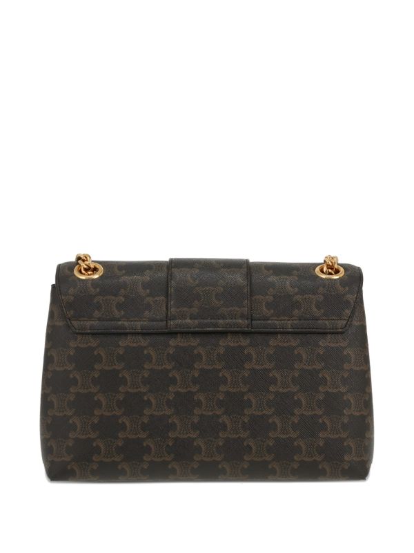 Sac bandoulière Celine Victoire Teen en toile Triomphe marron en cuir