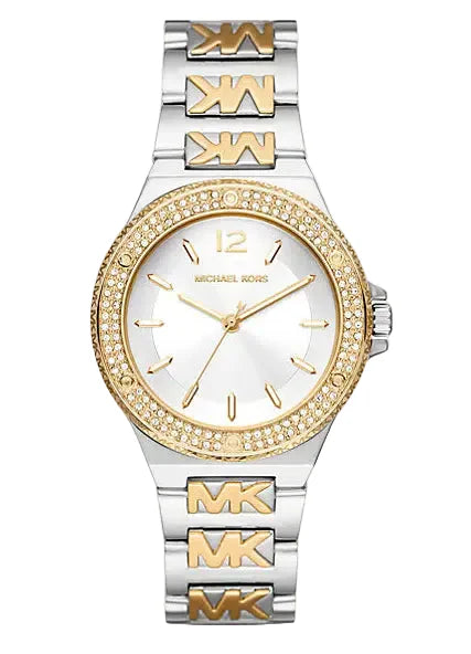MK Lennox Pavé Two-Tone Logo Watch