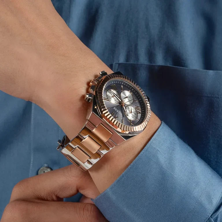 Guess Montre multifonctionnelle bicolore et marine