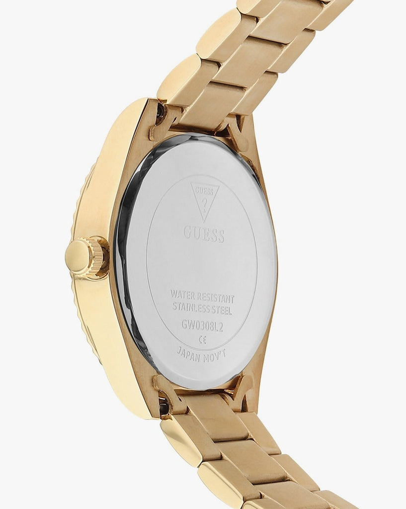Montre Guess Luna avec cadran blanc et bracelet en acier doré pour femme - GW0308L2