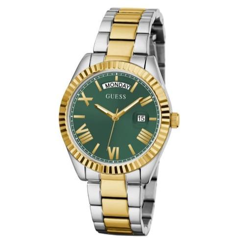 Montre Guess Luna à quartz avec cadran vert et bracelet en acier bicolore pour femme - GW0308L5