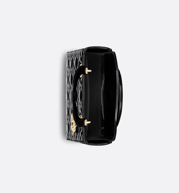 Sac Ladÿ Diôr Medium
de veau Cannage verni noir