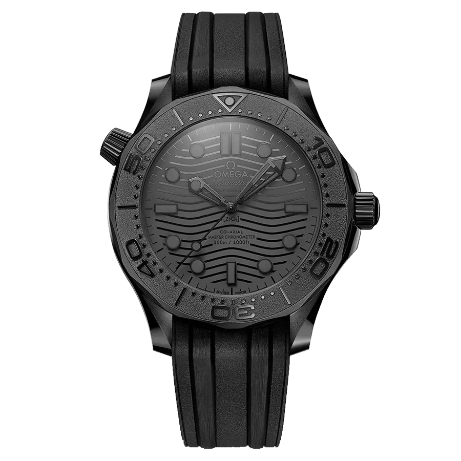 Montre Omega Seamaster Diver 300 Co-Axial Master Chronometer Céramique cadran noir bracelet caoutchouc noir 43,5 mm