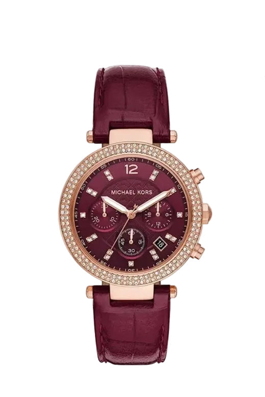 Montre Michael Kors Parker MK6986 bracelet en cuir bordeaux