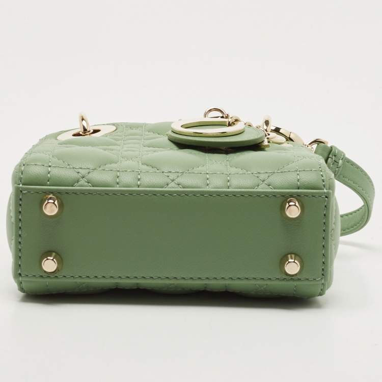 Di*r Green Cannage Micro Lady Dior Bag